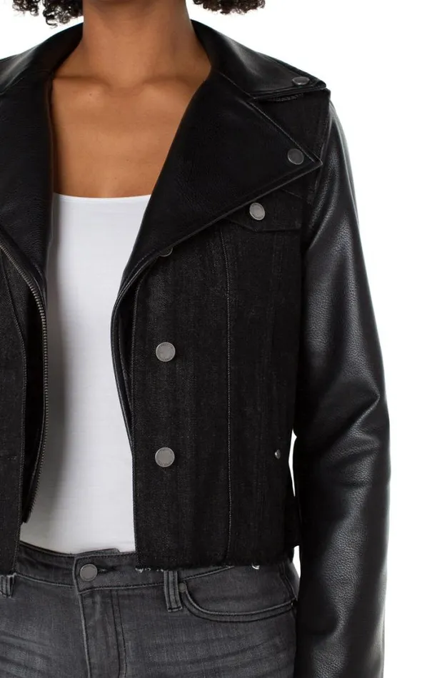 JEAN JACKETS Women Liverpool Los Angeles DENIM HYBRID MOTO JACKET Motoway