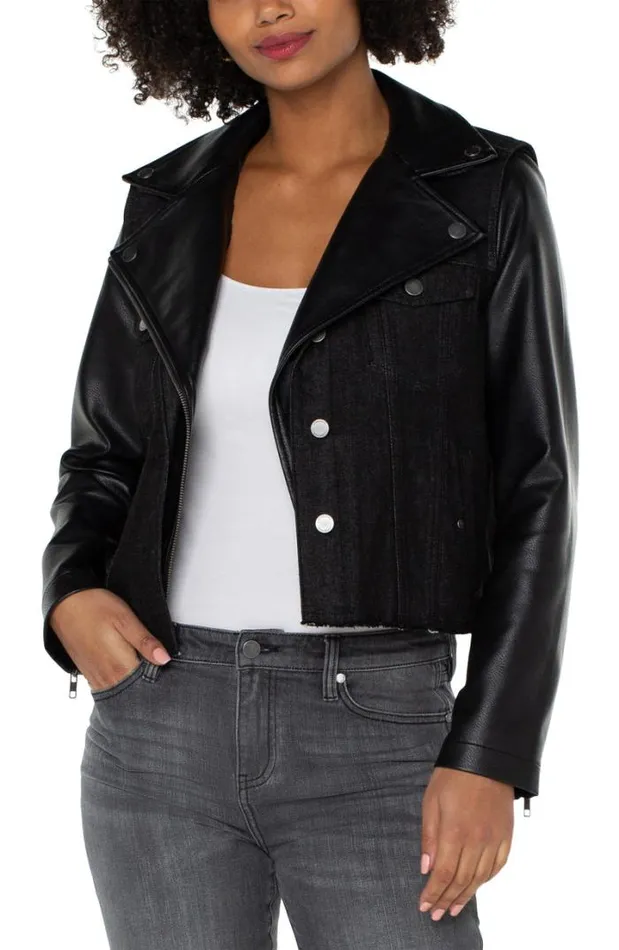 JEAN JACKETS Women Liverpool Los Angeles DENIM HYBRID MOTO JACKET Motoway