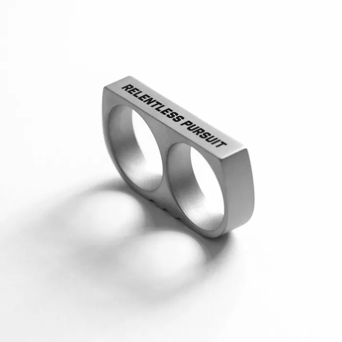 Jewelry and Hardware Men ASRV Double Ring Stainless Steel