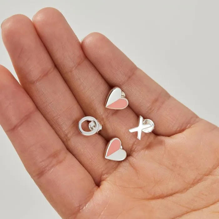 Jewelry Sets Women Alex And Ani Heart 039Xo039 Stud Earrings Set Of 2 Silver