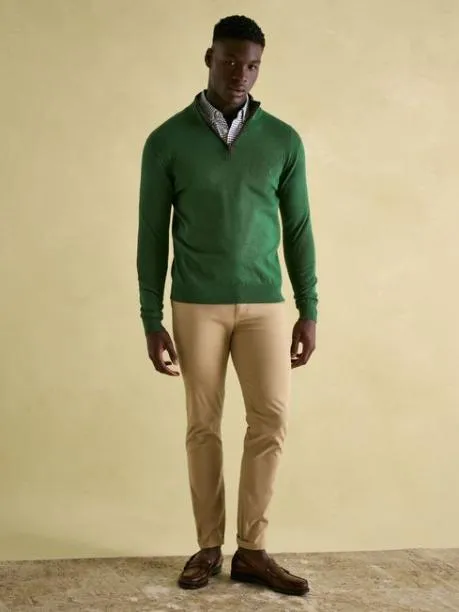 Jumpers and Knitwear Men Joules Green Quarter Zip Knit Jumper