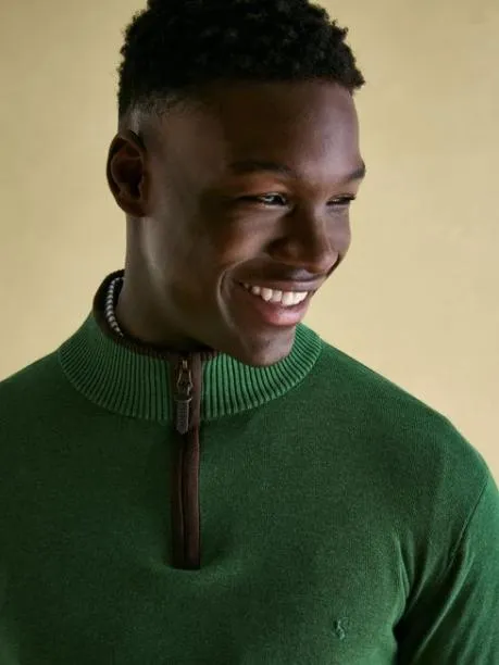 Jumpers and Knitwear Men Joules Green Quarter Zip Knit Jumper