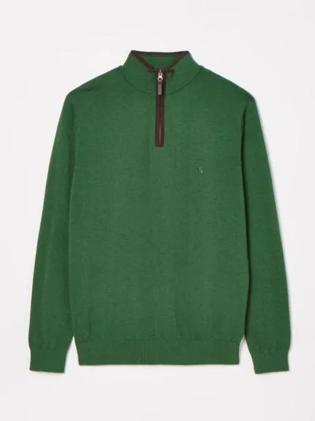 Jumpers and Knitwear Men Joules Green Quarter Zip Knit Jumper