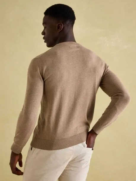 Jumpers and Knitwear Men Joules Light Brown Crew Neck Knitted Jumper