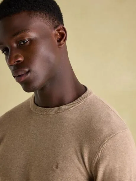Jumpers and Knitwear Men Joules Light Brown Crew Neck Knitted Jumper