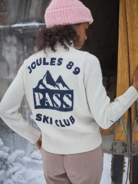 Jumpers and Knitwear Women Joules Cream Quarter Zip Ski Jumper