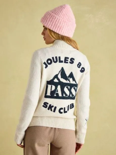 Jumpers and Knitwear Women Joules Cream Quarter Zip Ski Jumper