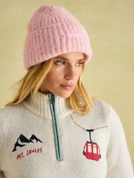 Jumpers and Knitwear Women Joules Cream Quarter Zip Ski Jumper