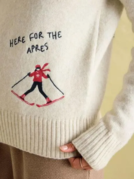 Jumpers and Knitwear Women Joules Cream Quarter Zip Ski Jumper
