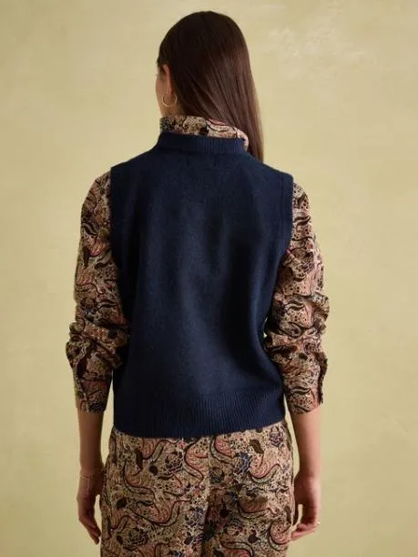 Jumpers and Knitwear Women Joules Navy Blue Regular Fit Knitted Vest