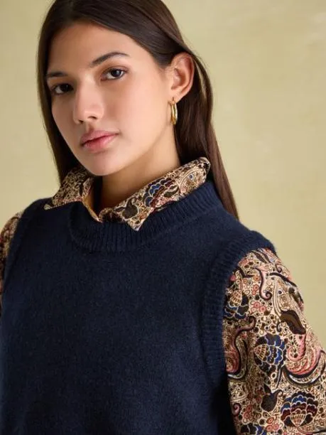Jumpers and Knitwear Women Joules Navy Blue Regular Fit Knitted Vest
