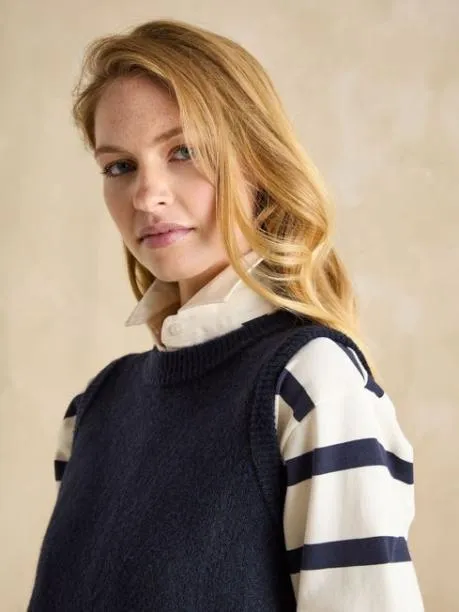 Jumpers and Knitwear Women Joules Navy Regular Fit Knitted Vest