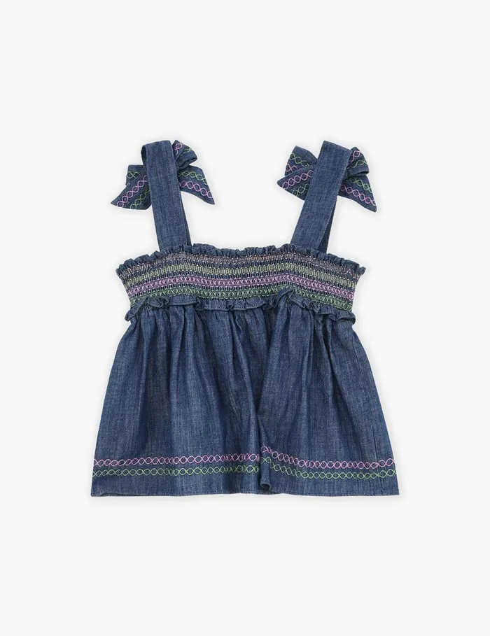 Kids Clothing Zimmermann Tallow Denim Top Blue Lagoon