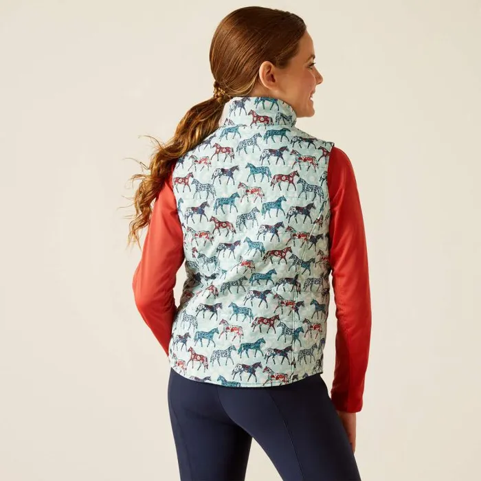 Kids Jackets and Vests Ariat Bella Reversible Insulated Vest Painted Poniesbrittany Blue