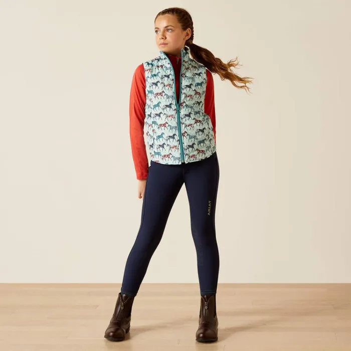 Kids Jackets and Vests Ariat Bella Reversible Insulated Vest Painted Poniesbrittany Blue