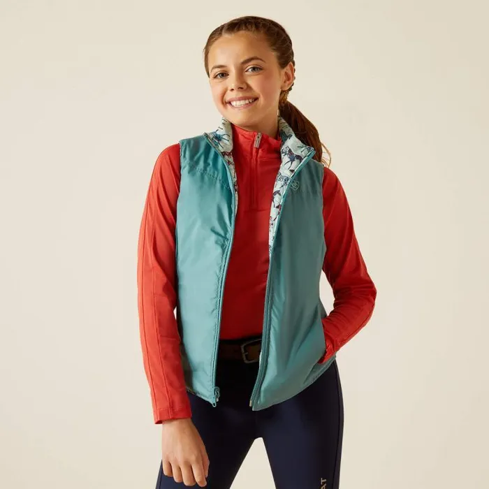 Kids Jackets and Vests Ariat Bella Reversible Insulated Vest Painted Poniesbrittany Blue
