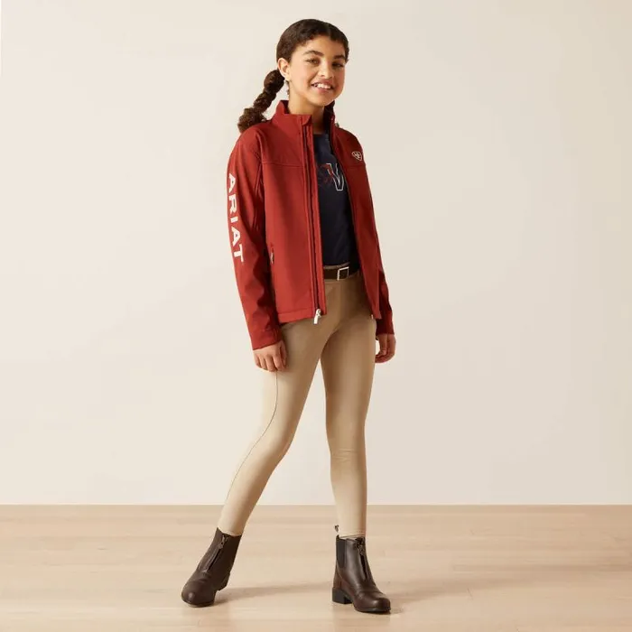 Kids Jackets and Vests Ariat New Team Softshell Jacket Fired Brick Kids Jackets and Vests Ariat New Team Softshell Jacket Fired Brick