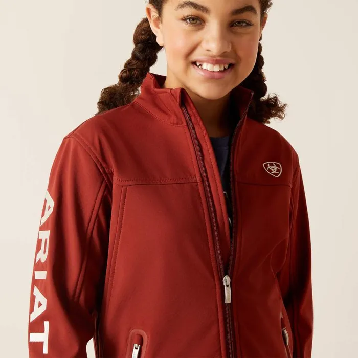 Kids Jackets and Vests Ariat New Team Softshell Jacket Fired Brick Kids Jackets and Vests Ariat New Team Softshell Jacket Fired Brick