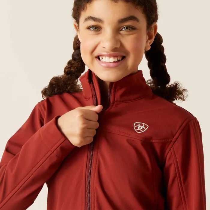 Kids Jackets and Vests Ariat New Team Softshell Jacket Fired Brick Kids Jackets and Vests Ariat New Team Softshell Jacket Fired Brick