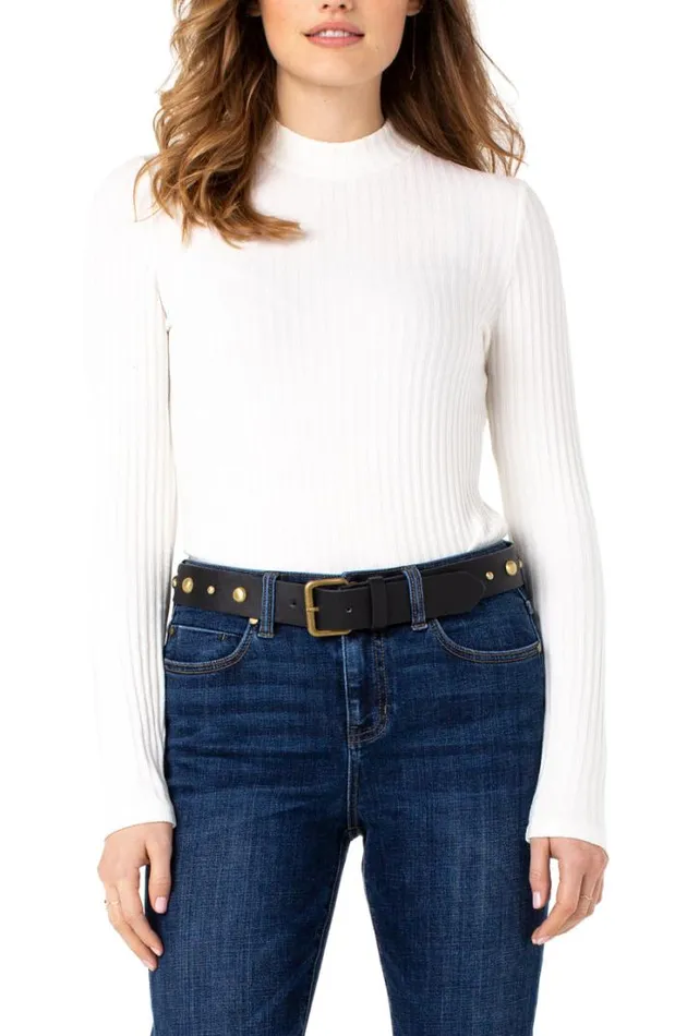 KNIT TOPS Women Liverpool Los Angeles MOCK NECK LONG SLEEVE KNIT TOP Snow
