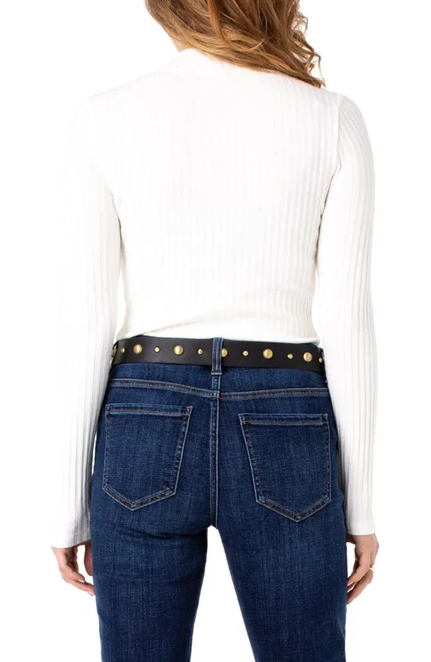 KNIT TOPS Women Liverpool Los Angeles MOCK NECK LONG SLEEVE KNIT TOP Snow