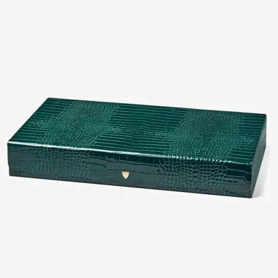 Large Backgammon Set Evergreen Patent Croc Women Aspinal Of London Luxury Games