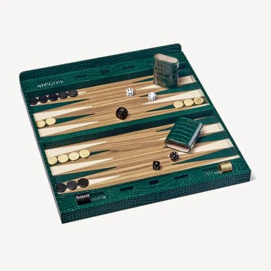 Large Backgammon Set Evergreen Patent Croc Women Aspinal Of London Luxury Games
