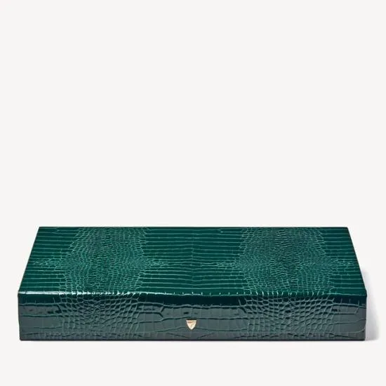 Large Backgammon Set Evergreen Patent Croc Women Aspinal Of London Luxury Games