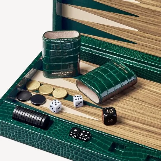 Large Backgammon Set Evergreen Patent Croc Women Aspinal Of London Luxury Games