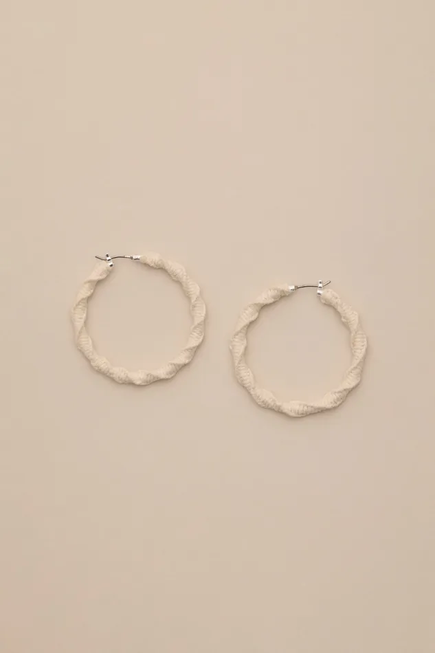 Large Woven Hoop Earrings Silver Women Lucky Brand Jewelry