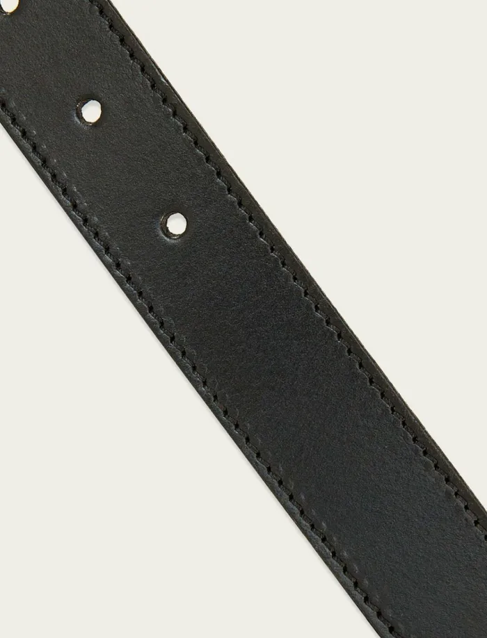 Leather Belt With Double Ring Buckle Black Women Lucky Brand Belts