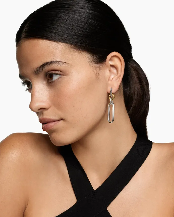 Lexington Double Link Drop Earrings In Sterling Silver With 18K Yellow Gold 54mm Women David Yurman Drop Lexington Double Link Drop Earrings In Sterling Silver With 18K Yellow Gold 54mm Women David Yurman Drop