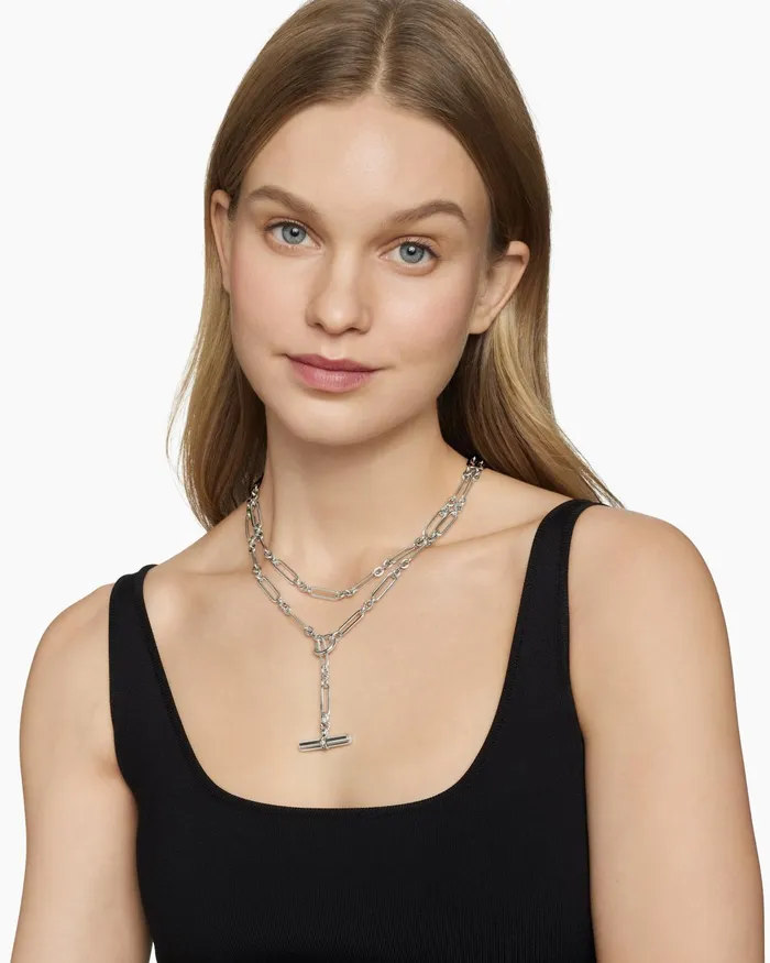Lexington Y Chain Necklace In Sterling Silver With Diamonds 65mm Women David Yurman Chain