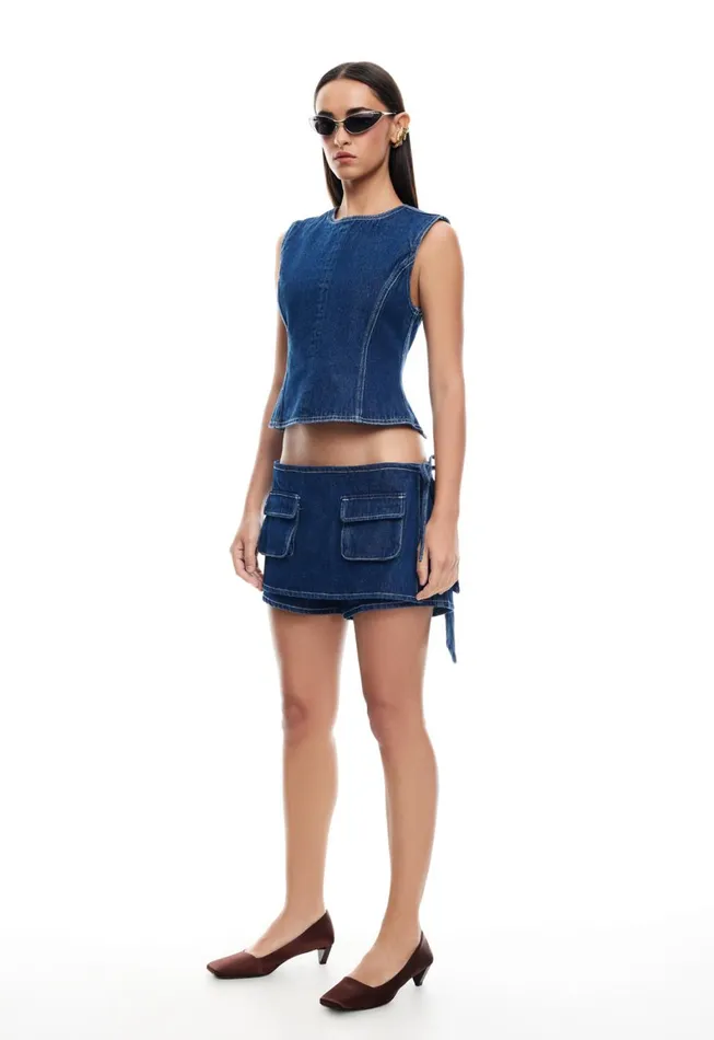 Lioness Fashion COUNTRYSIDE SKORT Blue Denim Women Shorts