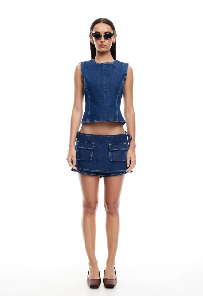 Lioness Fashion COUNTRYSIDE TOP Blue Denim Women Denim