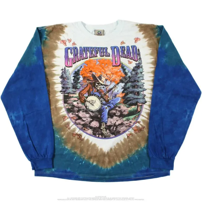 Liquid Blue Long Sleeve Men Banjo TieDye Long Sleeve TShirt