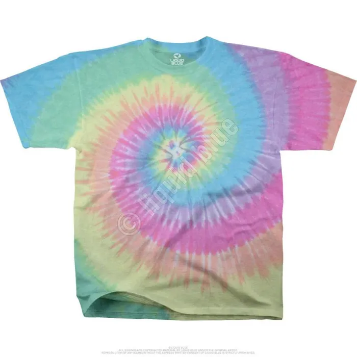 Liquid Blue TShirt Men Pastel Spiral Unprinted TieDye TShirt