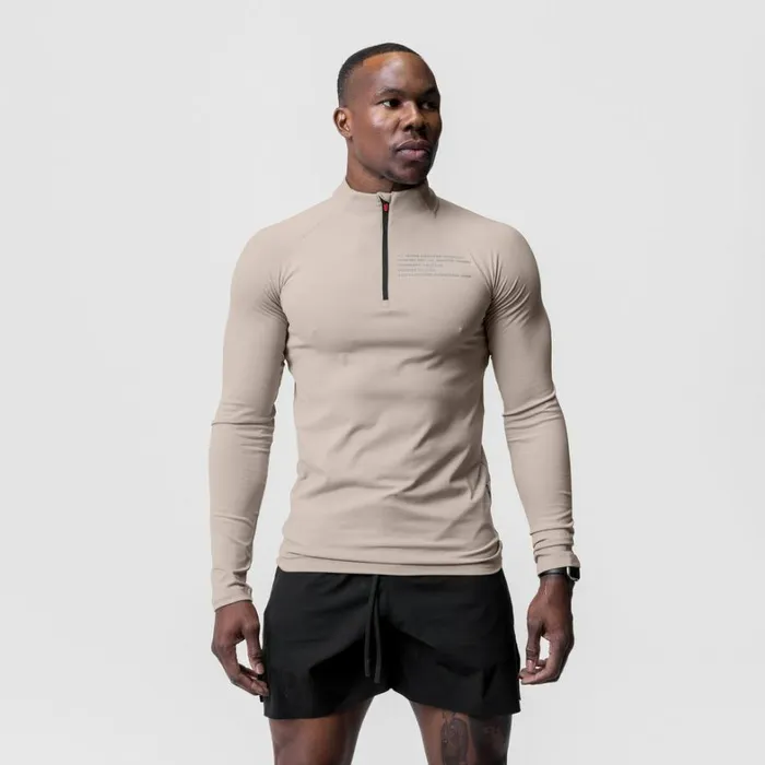 Long Sleeves Men ASRV Core Fitted Quarter Zip Chai