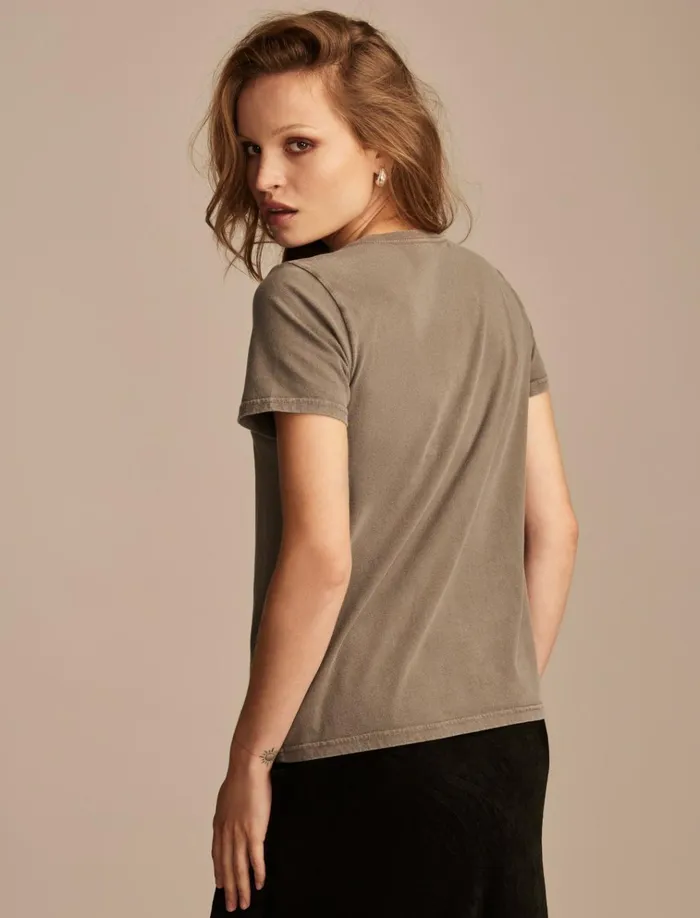 Lucky Lotus Classic Crew Gunmetal Women Lucky Brand Graphic Tees
