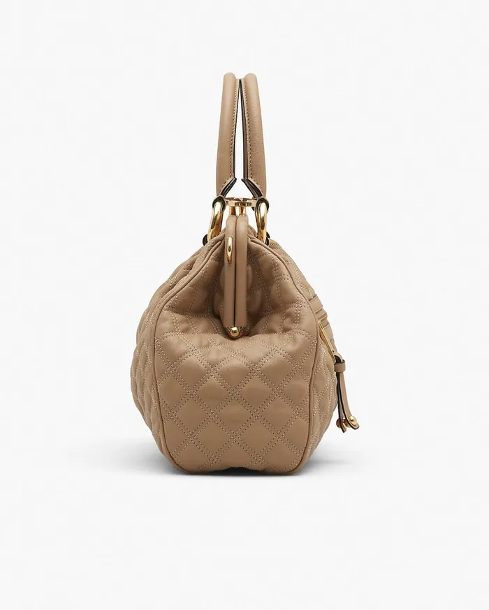 Marc Jacobs Top Handle Bags Women ReEdition Quilted Leather Stam Bag Camel