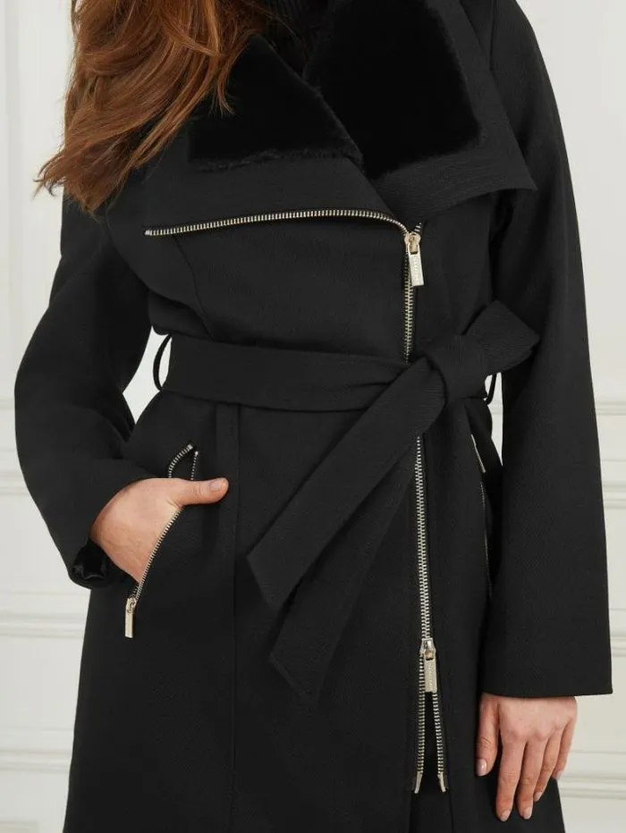 Marciano Ambra WoolBlend Coat Jet Black Multi Women Jackets Marciano Ambra WoolBlend Coat Jet Black Multi Women Jackets