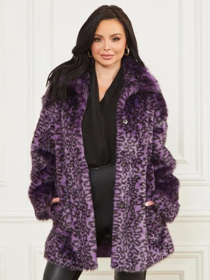 Marciano Larissa FauxFur Coat Satellite Purple and Black Women Jackets Marciano Larissa FauxFur Coat Satellite Purple and Black Women Jackets
