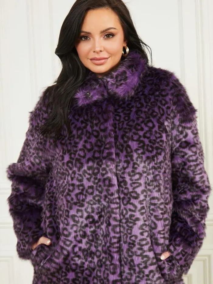 Marciano Larissa FauxFur Coat Satellite Purple and Black Women Jackets Marciano Larissa FauxFur Coat Satellite Purple and Black Women Jackets