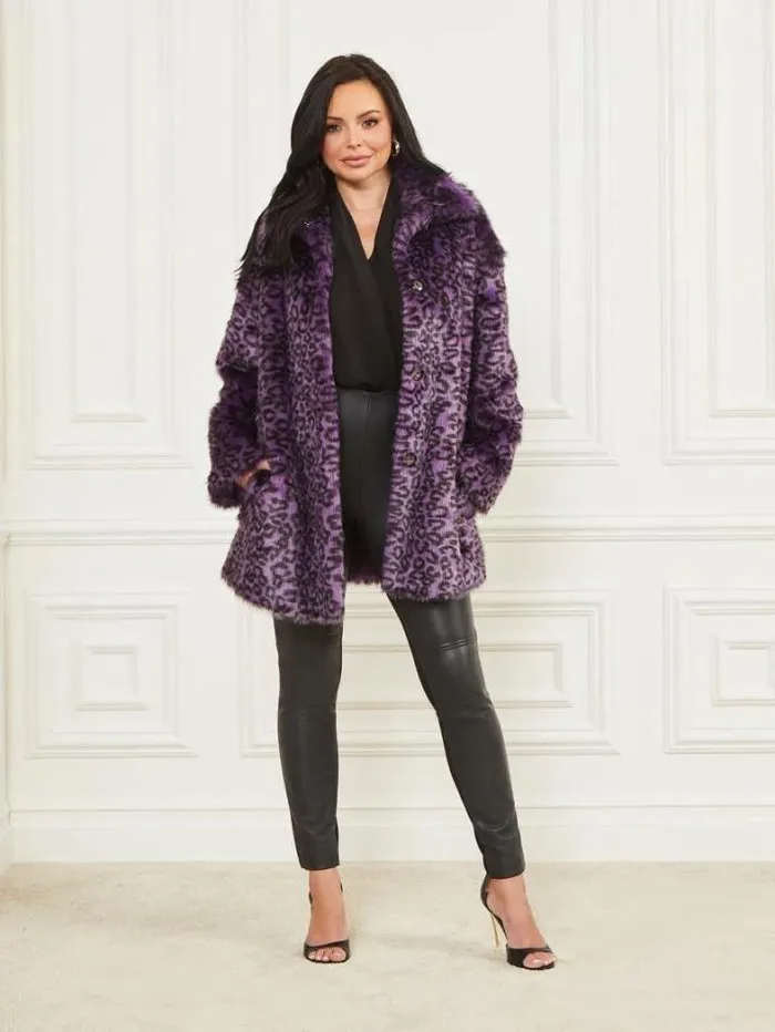 Marciano Larissa FauxFur Coat Satellite Purple and Black Women Jackets Marciano Larissa FauxFur Coat Satellite Purple and Black Women Jackets