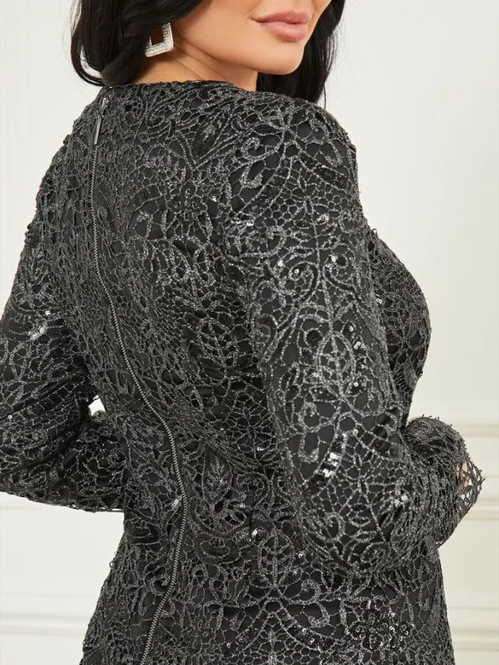 Marciano Shimmy Lace Dress Jet Black Multi Women Dresses Marciano Shimmy Lace Dress Jet Black Multi Women Dresses