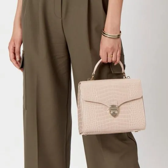 Mayfair Bag Soft Taupe Patent Croc Women Aspinal Of London Shoulder