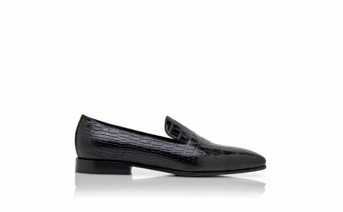 Men Black Calf Leather Loafers Manolo Blahnik Loafers