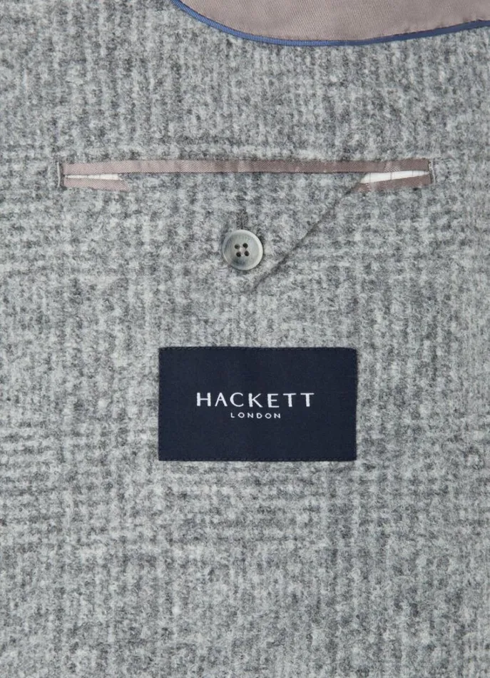 Men Blazers Hackett London Wool Glen Check Blazer Light Grey