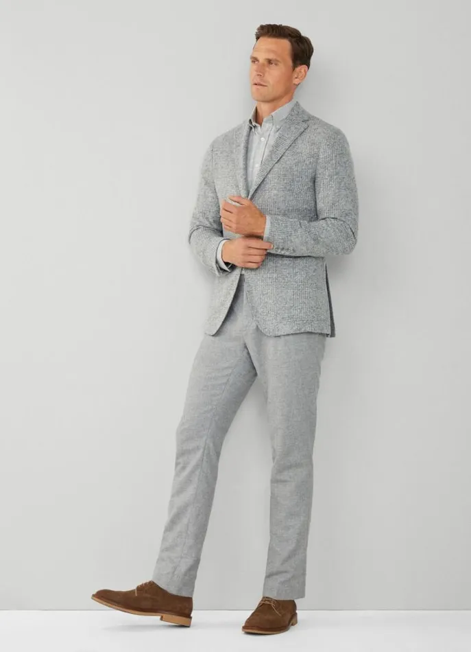 Men Blazers Hackett London Wool Glen Check Blazer Light Grey