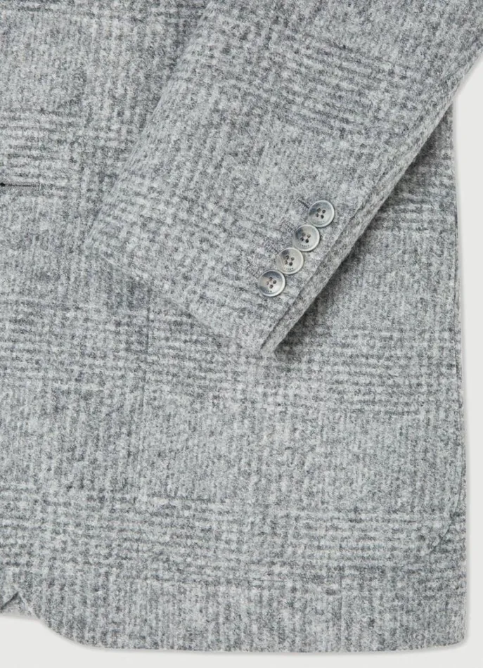 Men Blazers Hackett London Wool Glen Check Blazer Light Grey